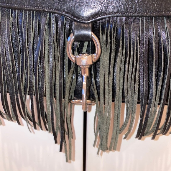 Rebecca minkoff crossbody fringe black bag with silver trim - Picture 7 of 13